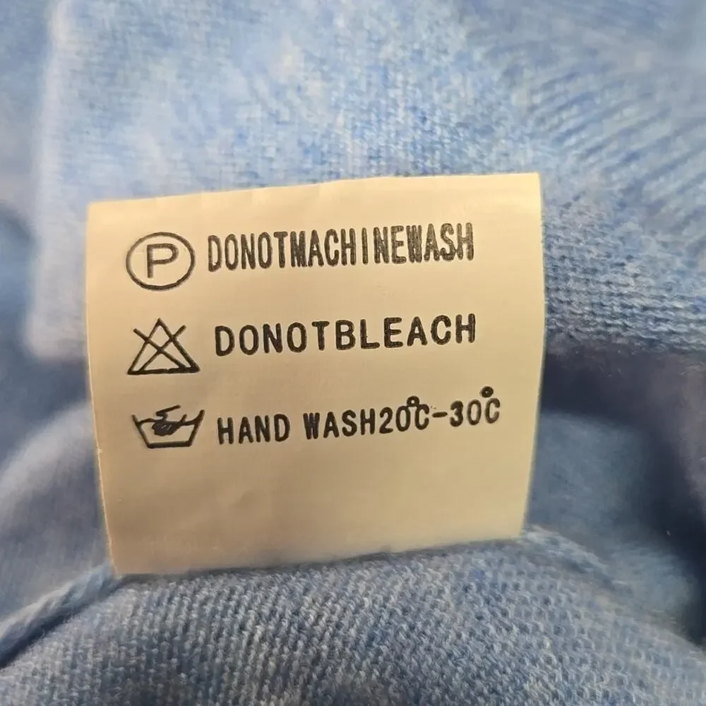Polo Ralph Lauren Wool Cashmere V Neck Sweater Pony Logo Blue Size Medium